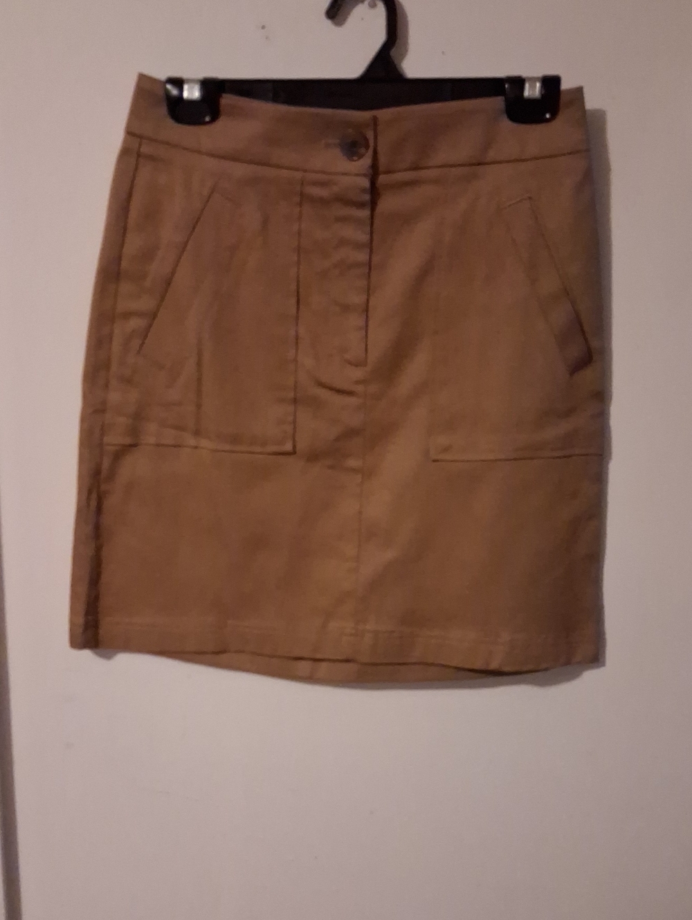 Ann Taylor Camel Tan Mini Skirt with Front Patch Pockets
